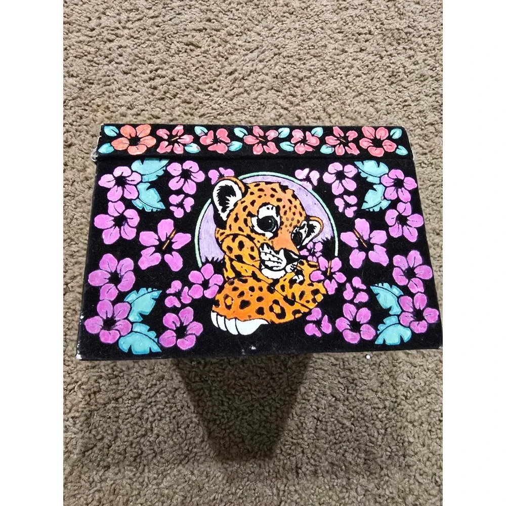 Vintage Lisa Frank Hunter the Leopard Jewelry Box w/Drawer Trinket Jewelry 90s